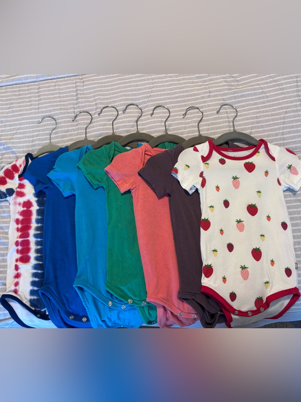 Assorted Baby Bodysuit Set - Strawberry White & Multi Colors